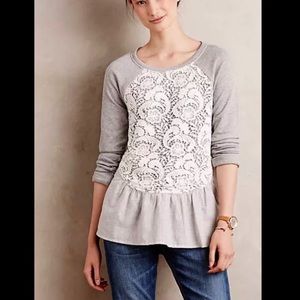 Anthropologie Sunday in Brooklyn Meja Grey Lace Pullover